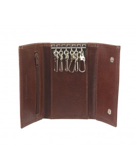 Polished Goatskin Keycase with 6 Hooks & Zip Pocket-PRICE DROP!